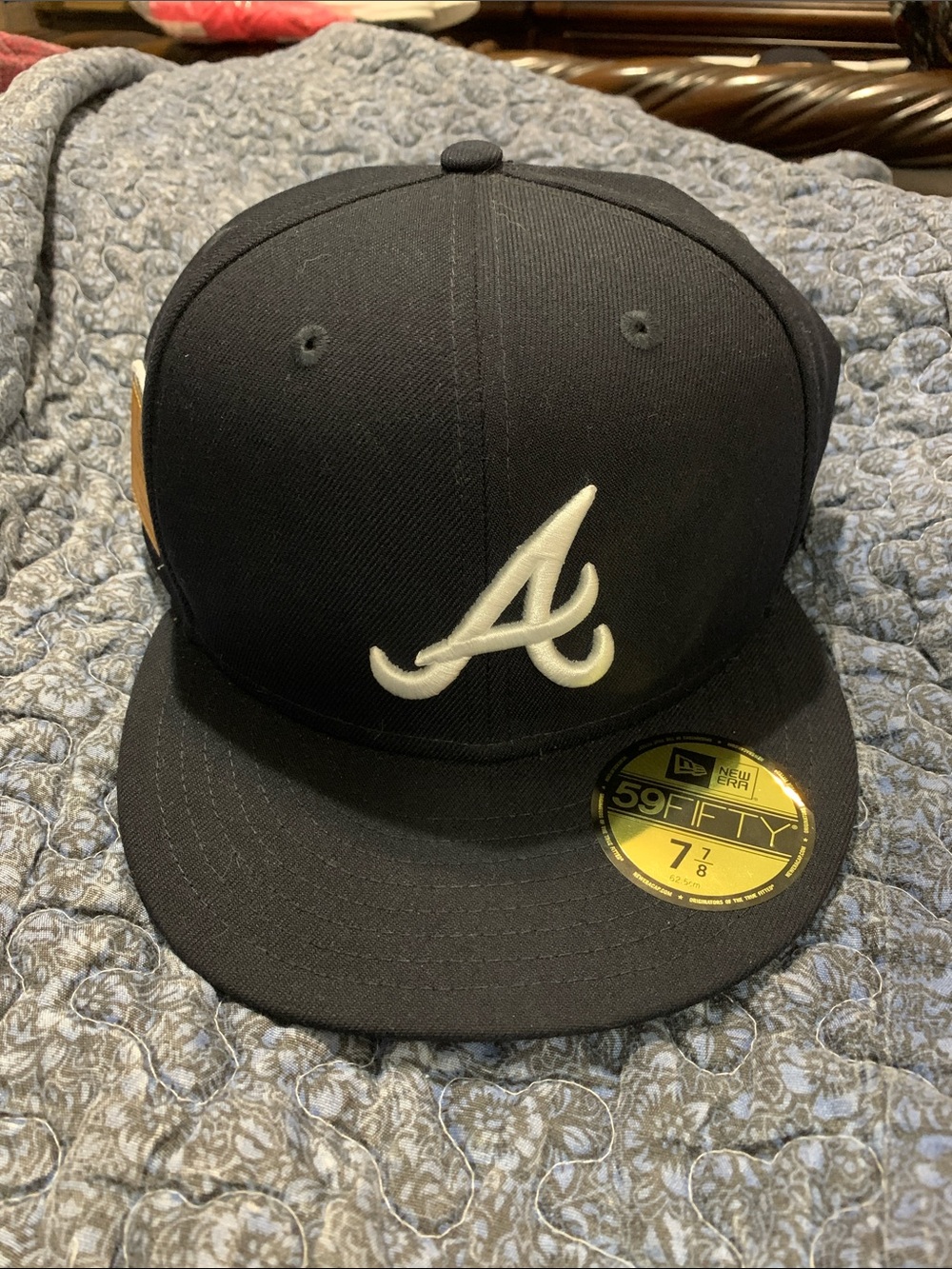 New Era Navy Blue Atlanta A Fitted Cap with White Logo and Patch